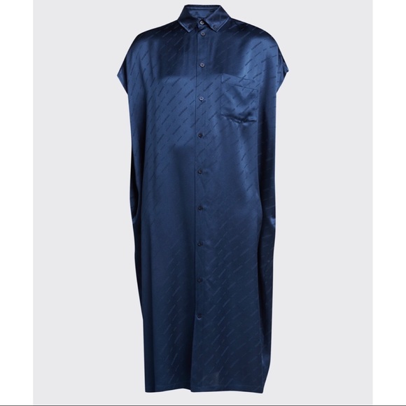 NEW Balenciaga Jacquard Logo Silk Midi Dress, Size 38/6 - Picture 3 of 9